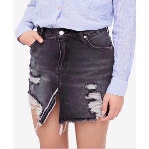 Free People Relaxed & Destroyed Denim Skirt